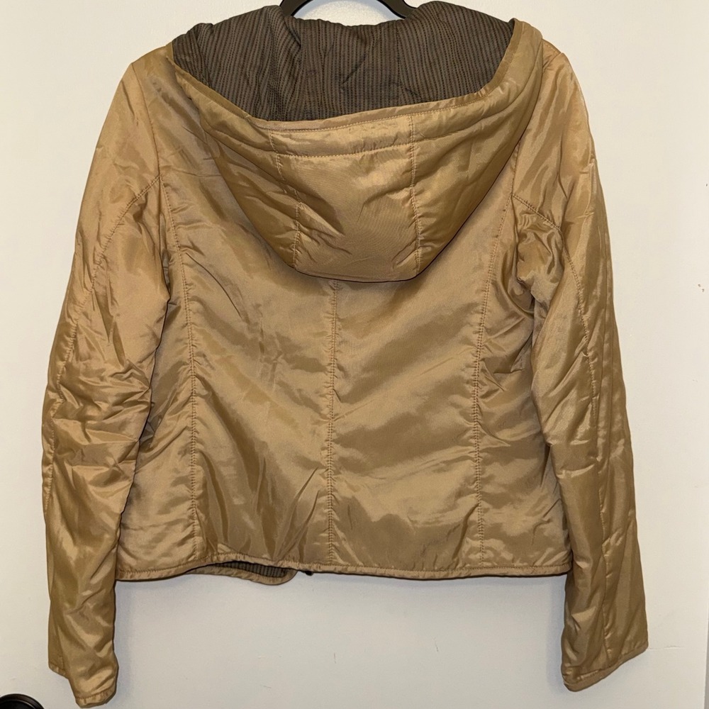 Trussardi T'Space Womens Tan Hooded Zip Up Lightweight Jacket Size ITALIAN 42 S - Picture 3 of 9